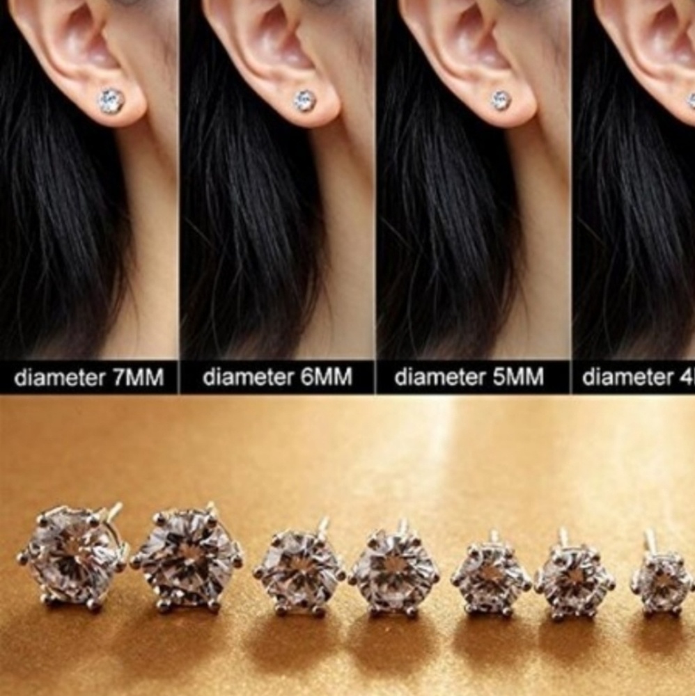💥💥💥PLATINUM PLATED STUDS 7MM - Picture 3 of 4
